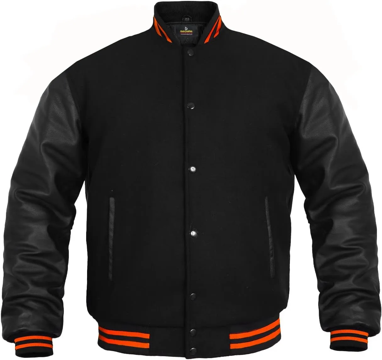 Men's Varsity Jacket Genuine Leather Sleeve and Wool Blend Letterman Boys College Varsity Jackets XS-5XL