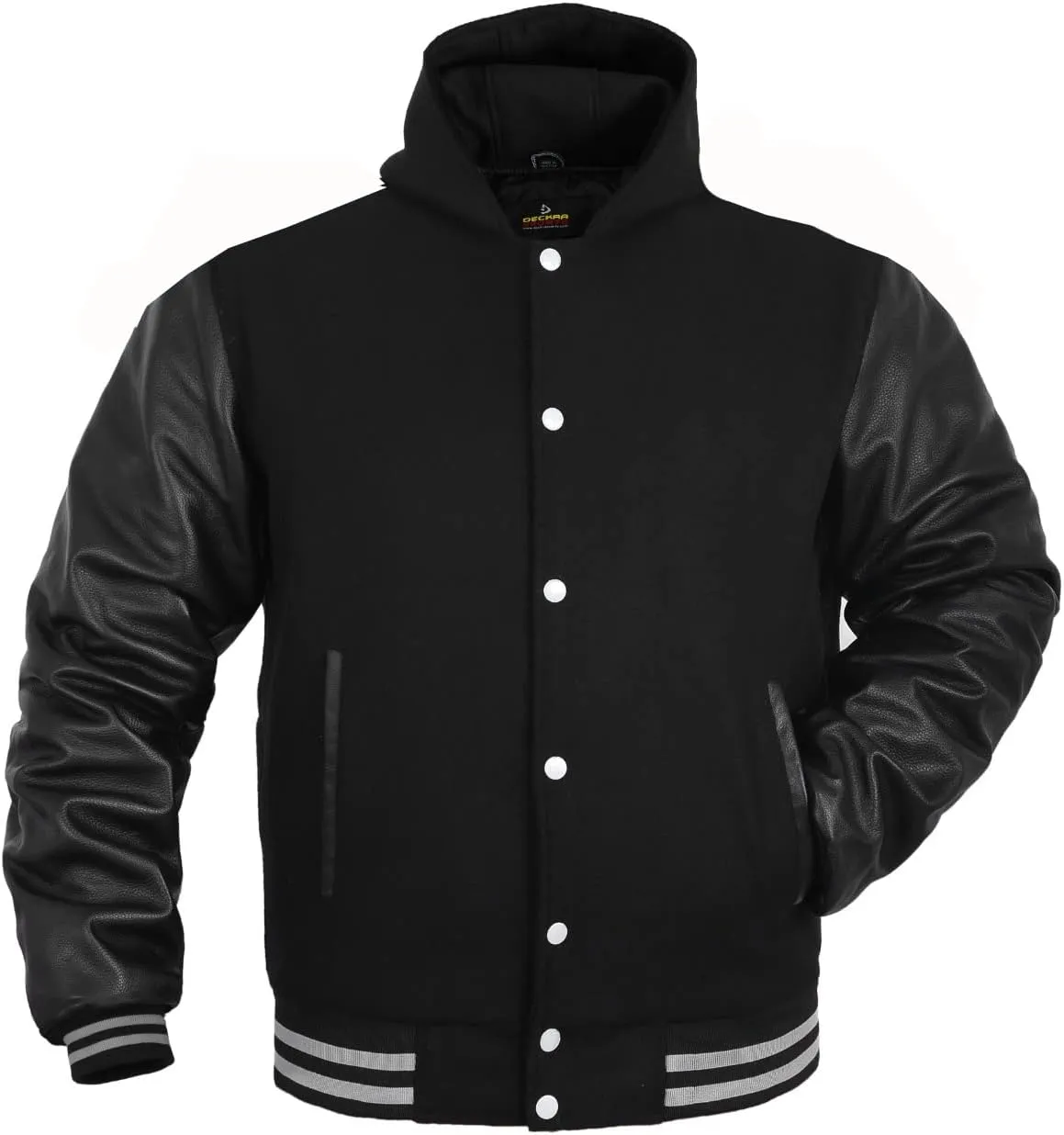 Men's Varsity Jacket Genuine Leather Sleeve and Wool Blend Letterman Boys College Varsity Jackets XS-5XL