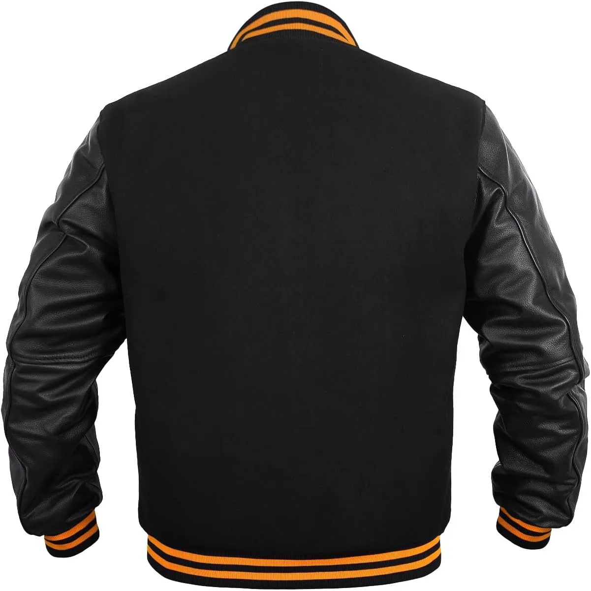 Men's Varsity Jacket Genuine Leather Sleeve and Wool Blend Letterman Boys College Varsity Jackets XS-5XL