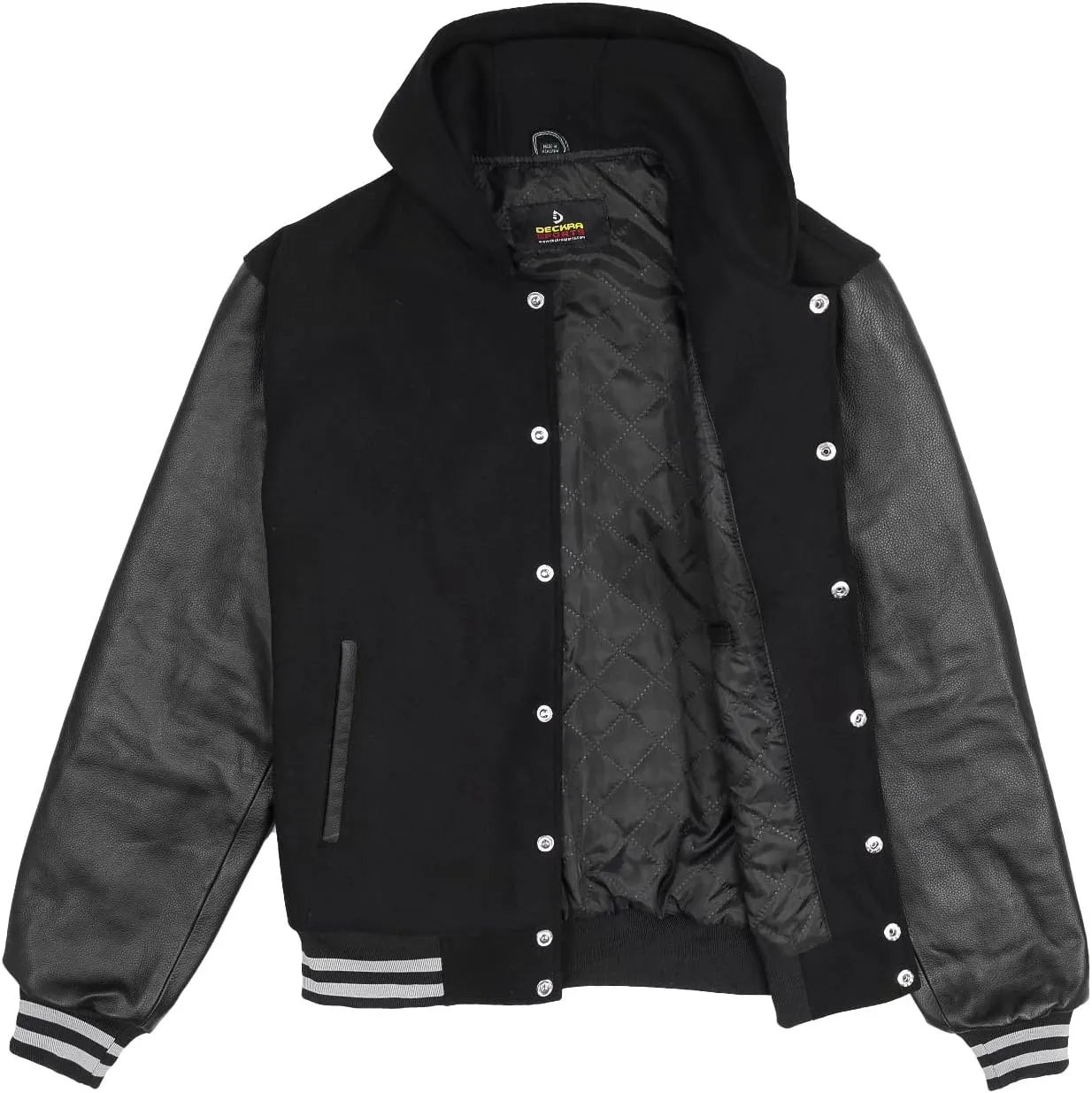 Men's Varsity Jacket Genuine Leather Sleeve and Wool Blend Letterman Boys College Varsity Jackets XS-5XL
