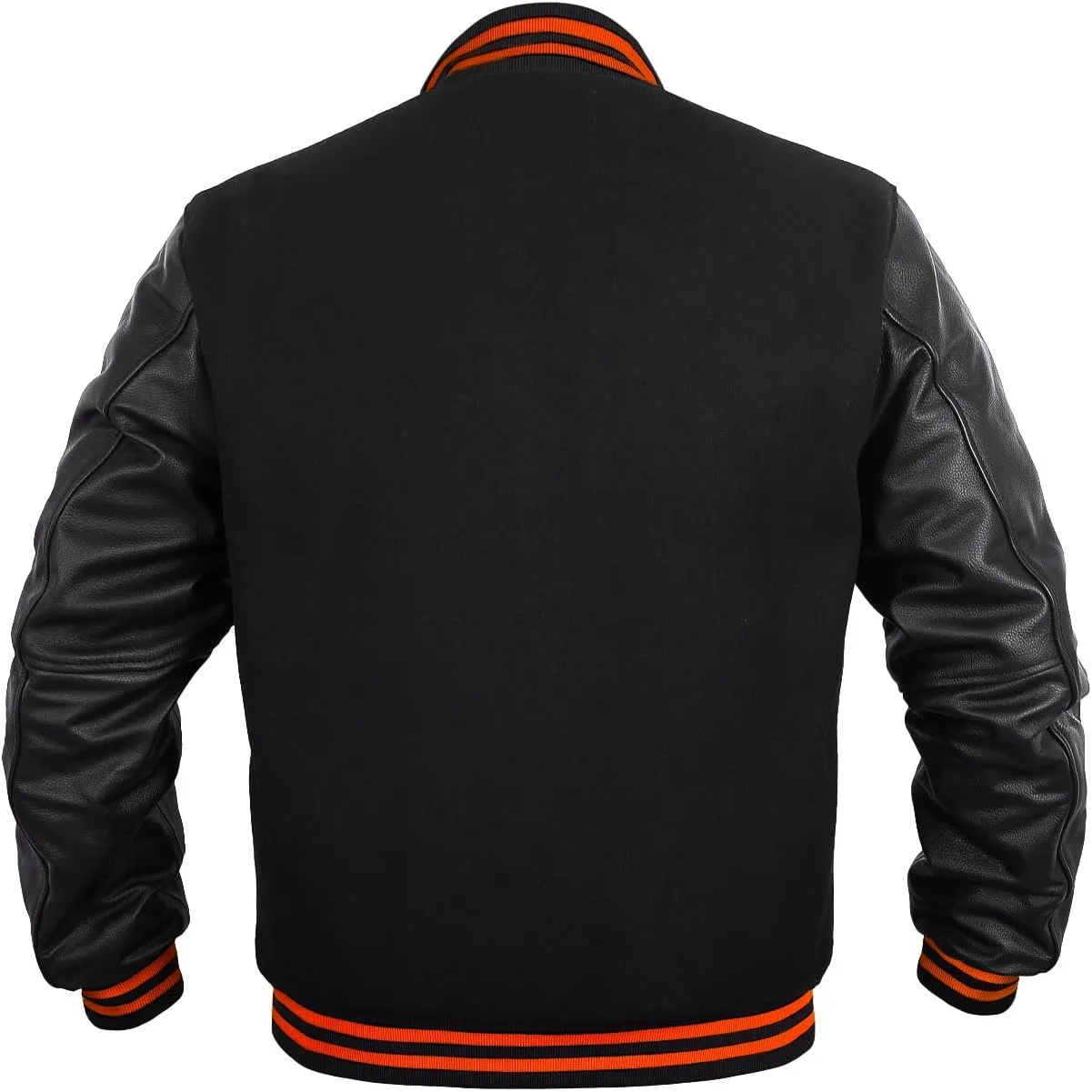 Men's Varsity Jacket Genuine Leather Sleeve and Wool Blend Letterman Boys College Varsity Jackets XS-5XL