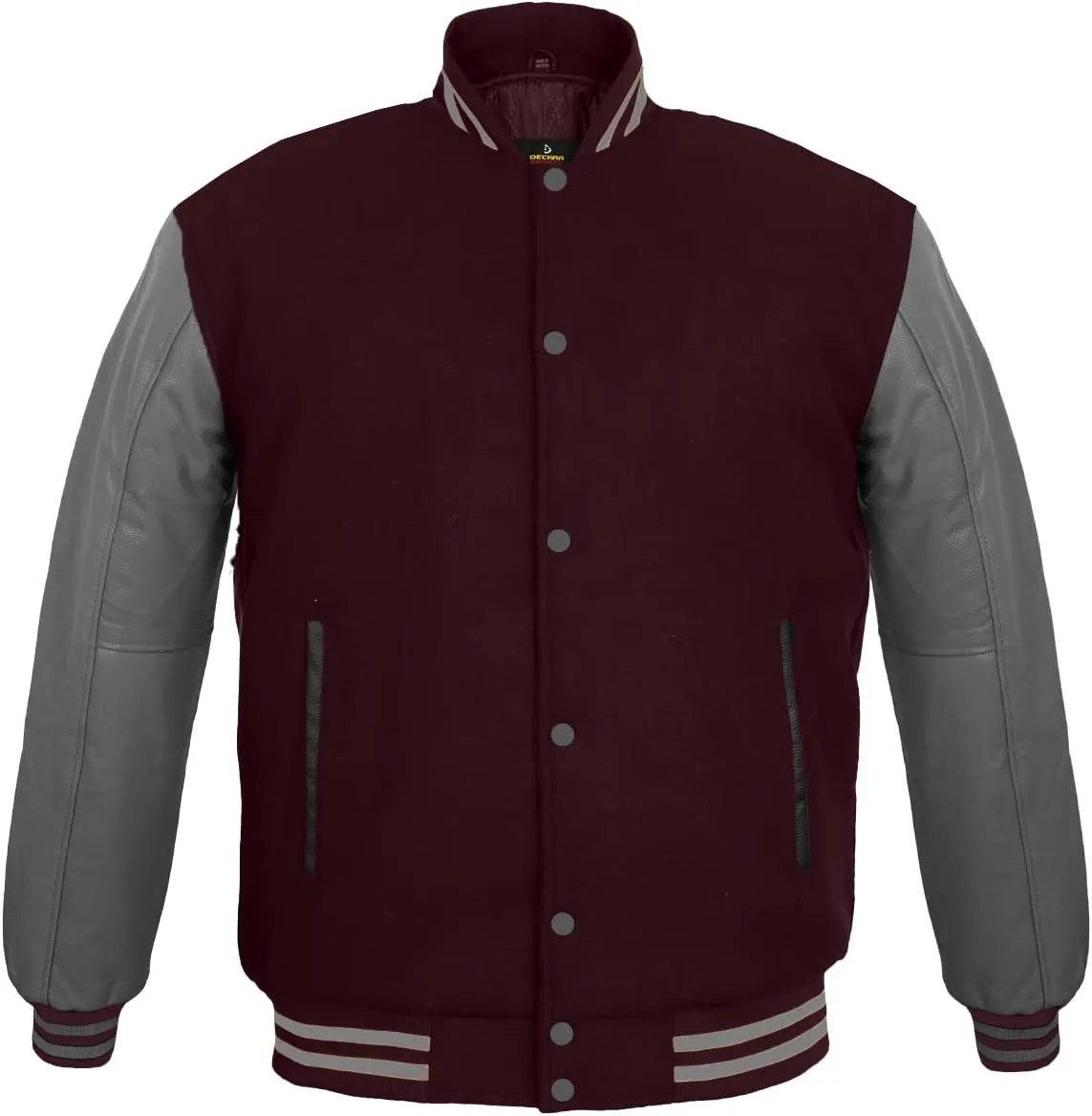 Men's Varsity Jacket Genuine Leather Sleeve and Wool Blend Letterman Boys College Varsity Jackets XXS-5XL