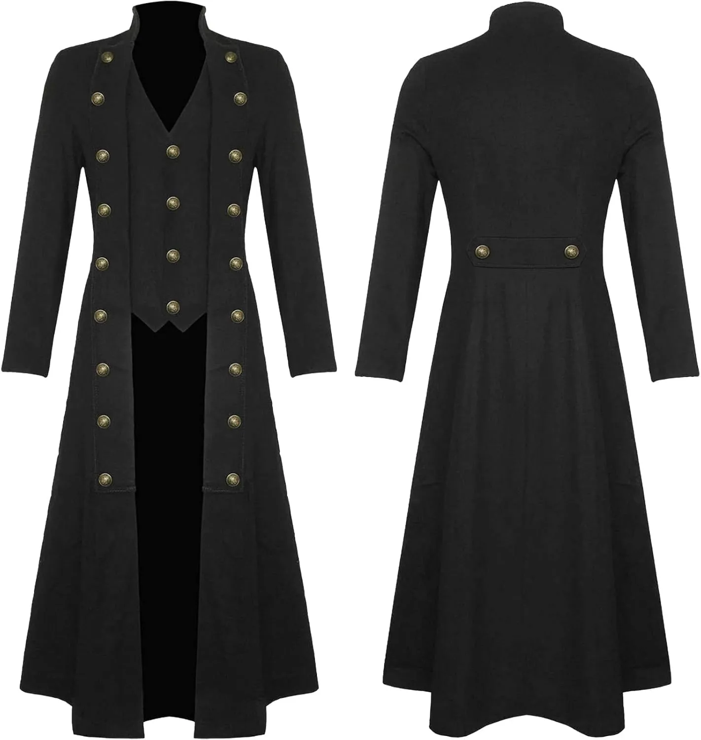 Men's Vintage Court Jackets Medieval Costume Gothic Long Trench Coat Halloween Steampunk Windbreaker Victorian Jacket