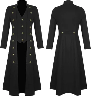 Men's Vintage Court Jackets Medieval Costume Gothic Long Trench Coat Halloween Steampunk Windbreaker Victorian Jacket