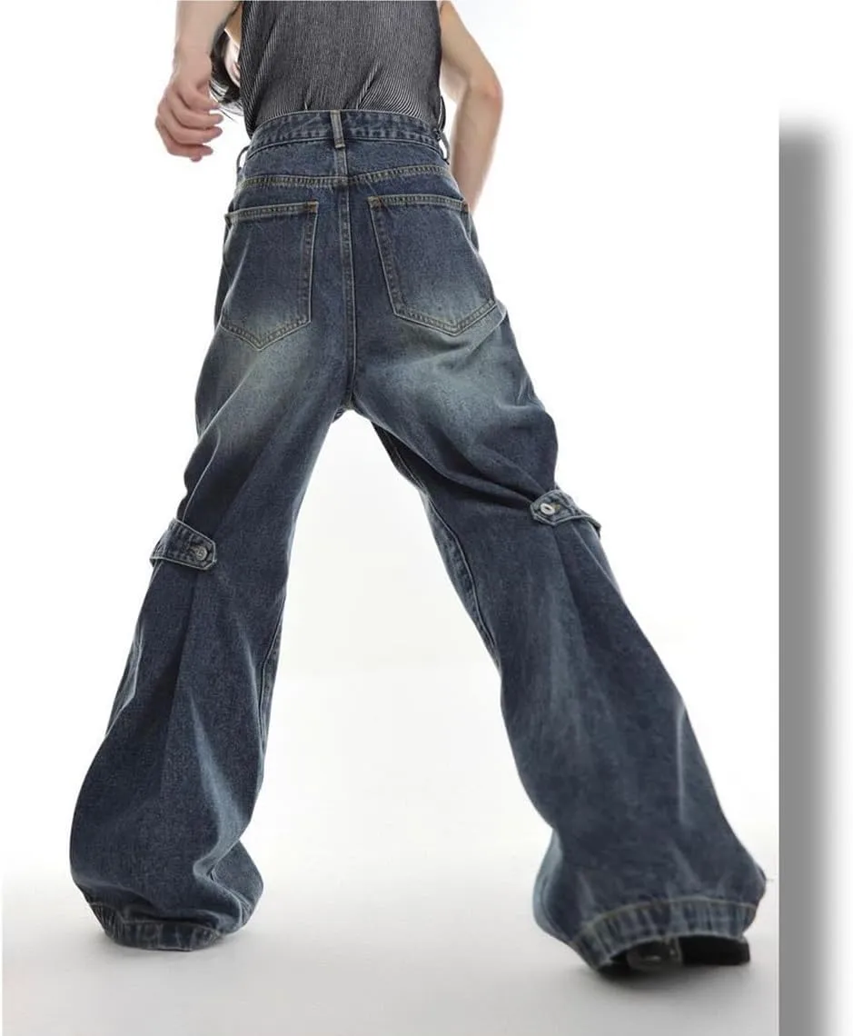Men's Vintage Flared Leg Denim Jeans Classic Bell Bottom Denim Pants Wide Leg Pants Y2K