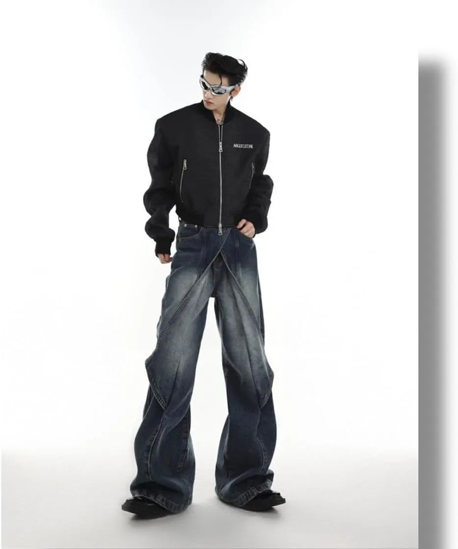 Men's Vintage Flared Leg Denim Jeans Classic Bell Bottom Denim Pants Wide Leg Pants Y2K