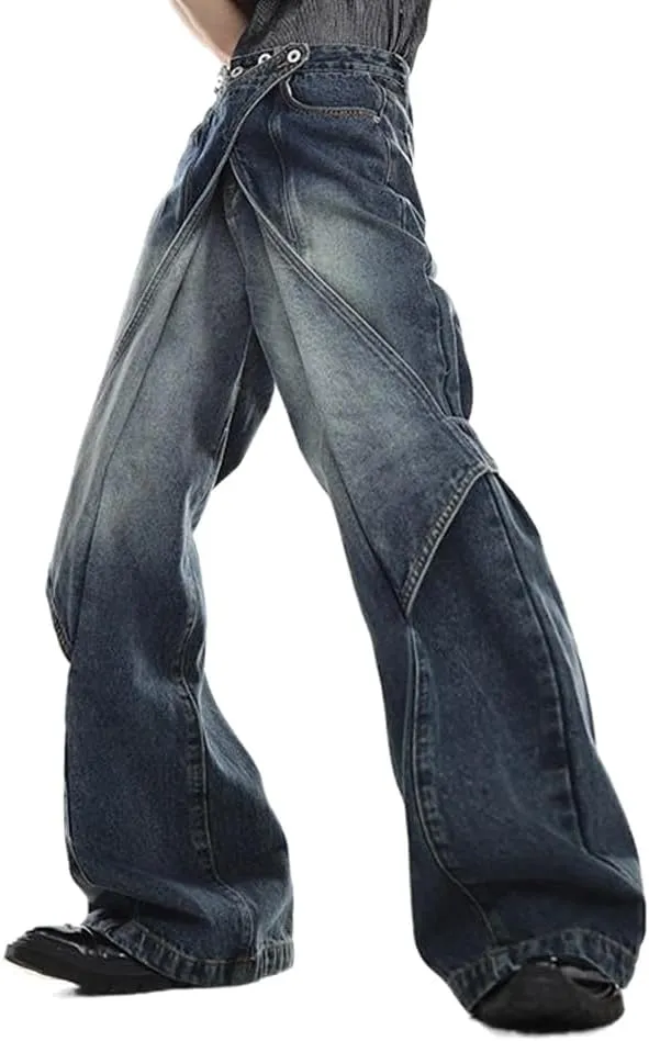Men's Vintage Flared Leg Denim Jeans Classic Bell Bottom Denim Pants Wide Leg Pants Y2K