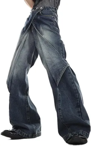 Men's Vintage Flared Leg Denim Jeans Classic Bell Bottom Denim Pants Wide Leg Pants Y2K