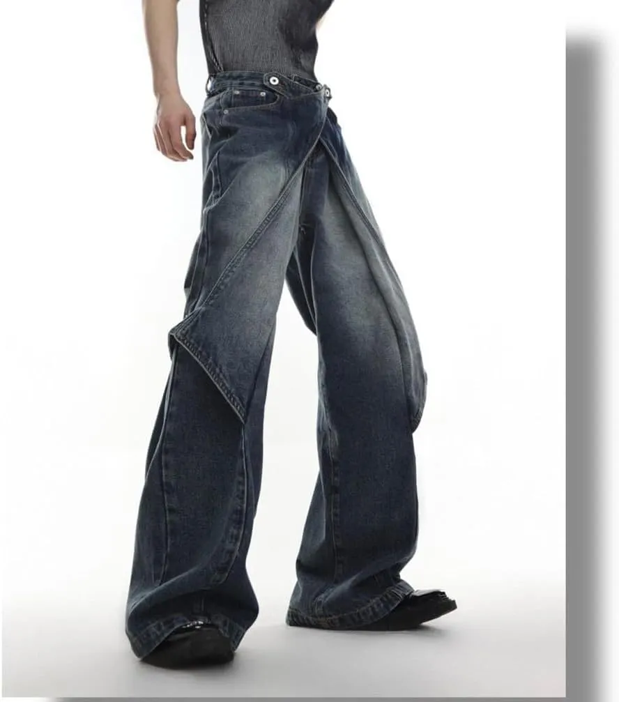 Men's Vintage Flared Leg Denim Jeans Classic Bell Bottom Denim Pants Wide Leg Pants Y2K