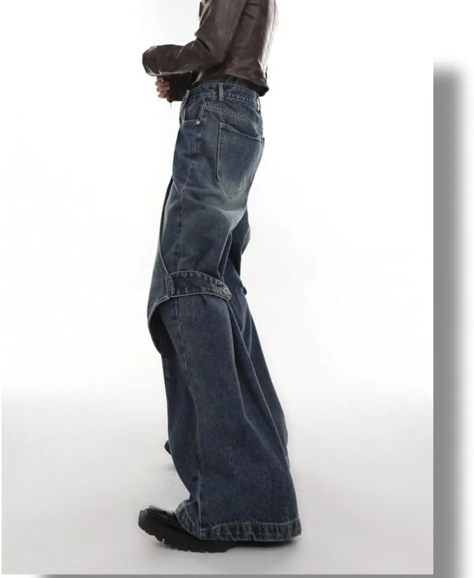 Men's Vintage Flared Leg Denim Jeans Classic Bell Bottom Denim Pants Wide Leg Pants Y2K