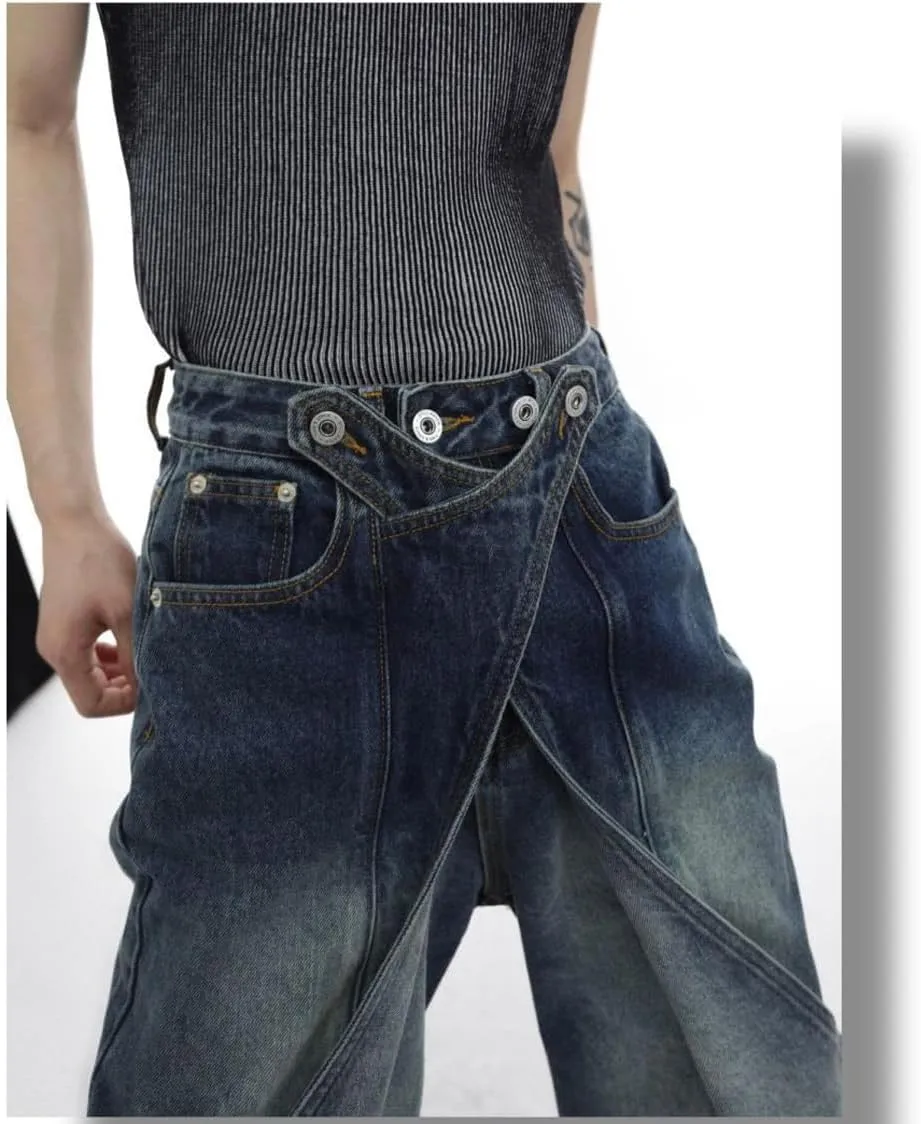 Men's Vintage Flared Leg Denim Jeans Classic Bell Bottom Denim Pants Wide Leg Pants Y2K