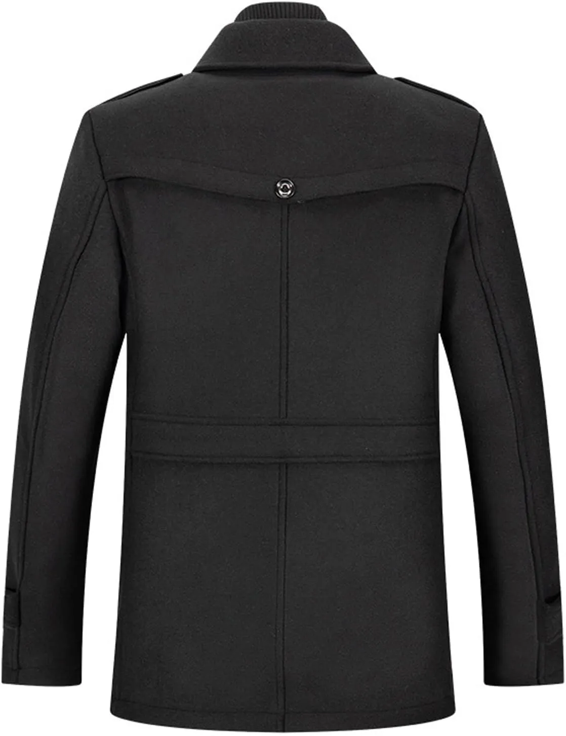 Men's Wool Blend Coats with Detachable Zipper Winter Warm Jakcet Single Breasted Business Windbreaker Pea Coat