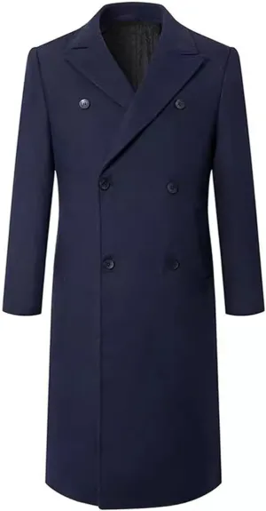Men's Wool Blend Pea Coat Warm Winter Trench Coat comforable Soft Scarf Double Breasted Overcoat Windbreaker Jackets
