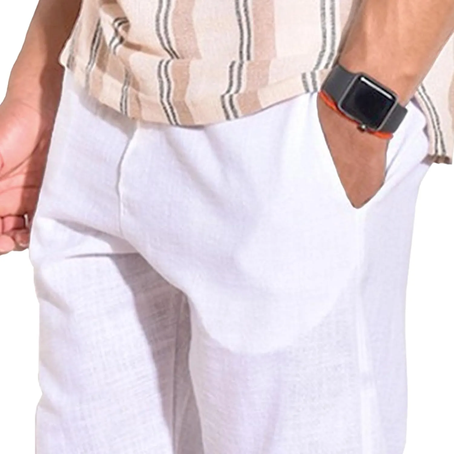Men's Work Business Casual Pants Loose Fit Straight-Leg Slack Trendy Summer Yoga Beach Long Trousers
