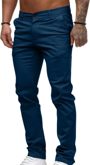 Mens Work Pants Lightweight Twill Uniform Slim Fit Chinos Trousers Casual Stretch Durable Cargo Pants with Pockets