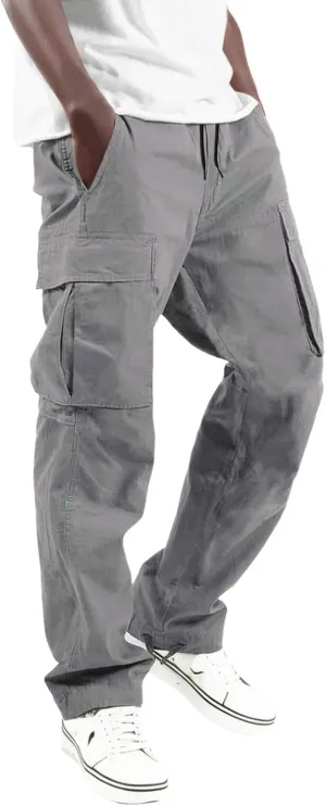 Mens Work Utility PantsMen's Casual Cargo Pants Tactical Workout Sport Pants Multi-Pockets Trousers Straight Leg Running JoggersChino Pants Slim Fit