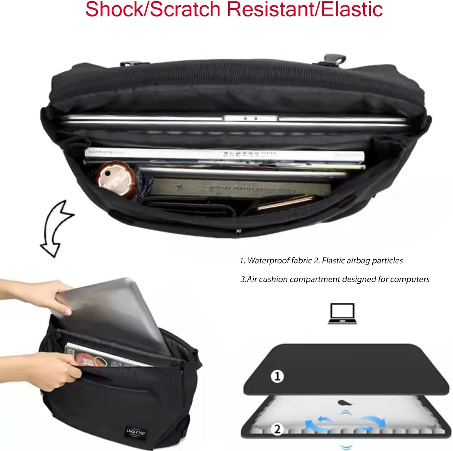 Messenger Bag for Men 15.6 Inch Laptop Crossbody Bags Women Water-resistant Computer Shoulder Bag