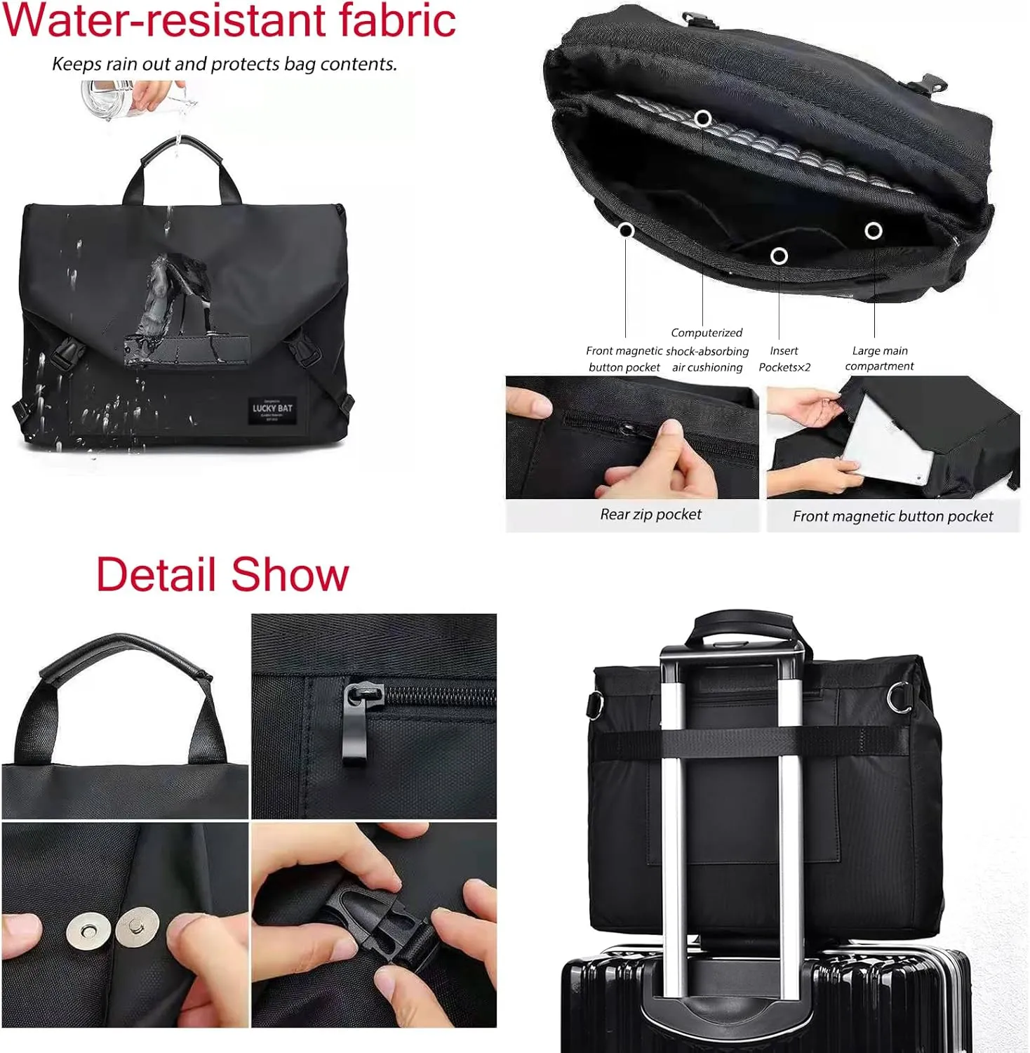 Messenger Bag for Men 15.6 Inch Laptop Crossbody Bags Women Water-resistant Computer Shoulder Bag