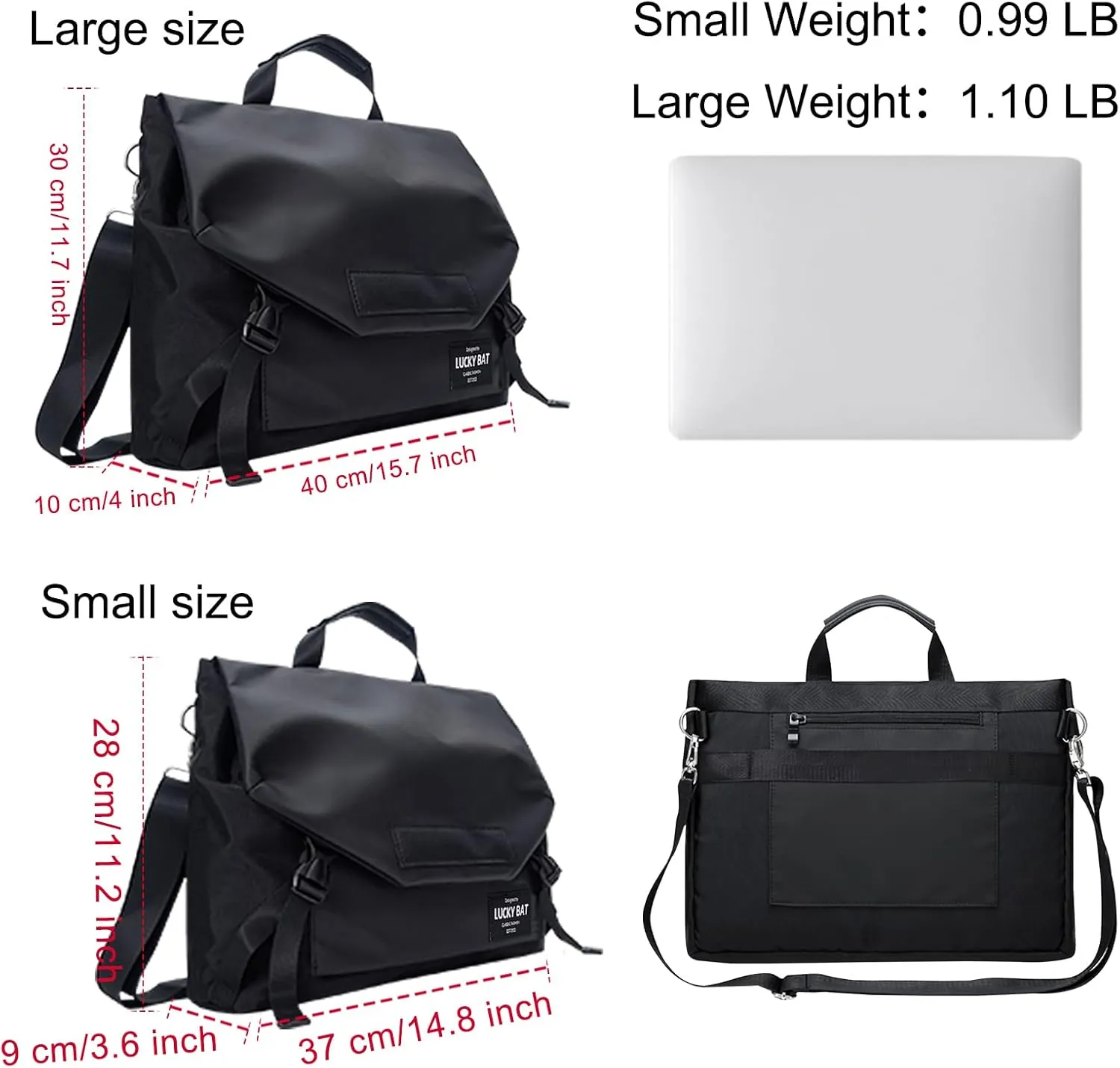 Messenger Bag for Men 15.6 Inch Laptop Crossbody Bags Women Water-resistant Computer Shoulder Bag