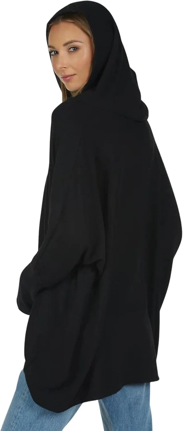 Michael Lauren Dash Oversized Hoodie for Women, Sweaters for Women, Soft Knit Fabric, Womens Sweatshirt, Made in LA (Black)