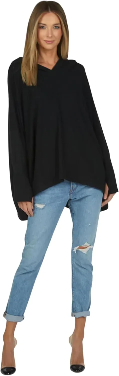 Michael Lauren Dash Oversized Hoodie for Women, Sweaters for Women, Soft Knit Fabric, Womens Sweatshirt, Made in LA (Black)
