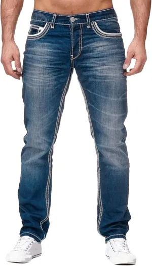 MIDOO Big and Tall Jeans for Men Loose Fit Elastic Waist Denim Pants Lightweight Skinny Jeans Tapered Leg Trousers