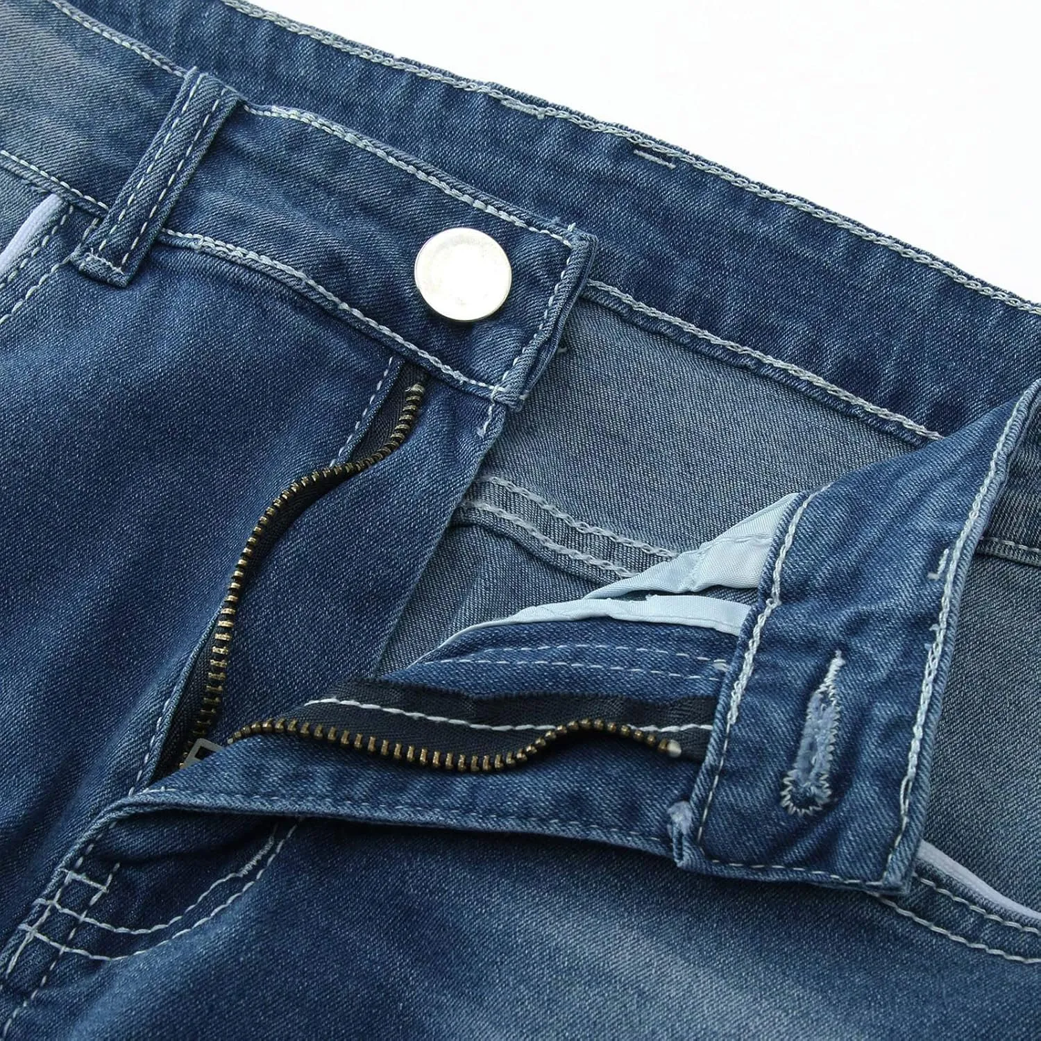MIDOO Big and Tall Jeans for Men Loose Fit Elastic Waist Denim Pants Lightweight Skinny Jeans Tapered Leg Trousers