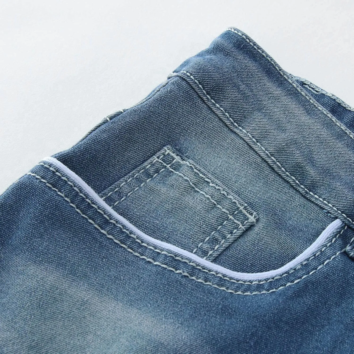 MIDOO Big and Tall Jeans for Men Loose Fit Elastic Waist Denim Pants Lightweight Skinny Jeans Tapered Leg Trousers