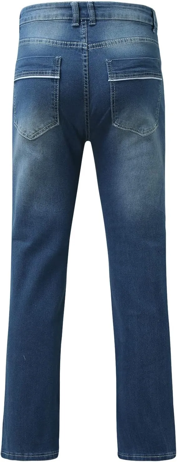 MIDOO Big and Tall Jeans for Men Loose Fit Elastic Waist Denim Pants Lightweight Skinny Jeans Tapered Leg Trousers