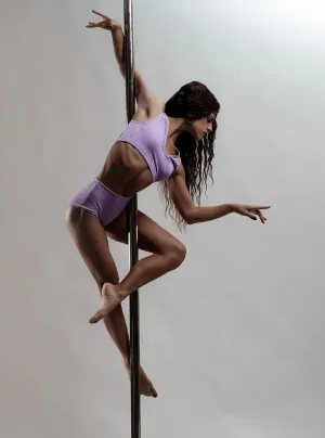 Milly purple ribbed pole top