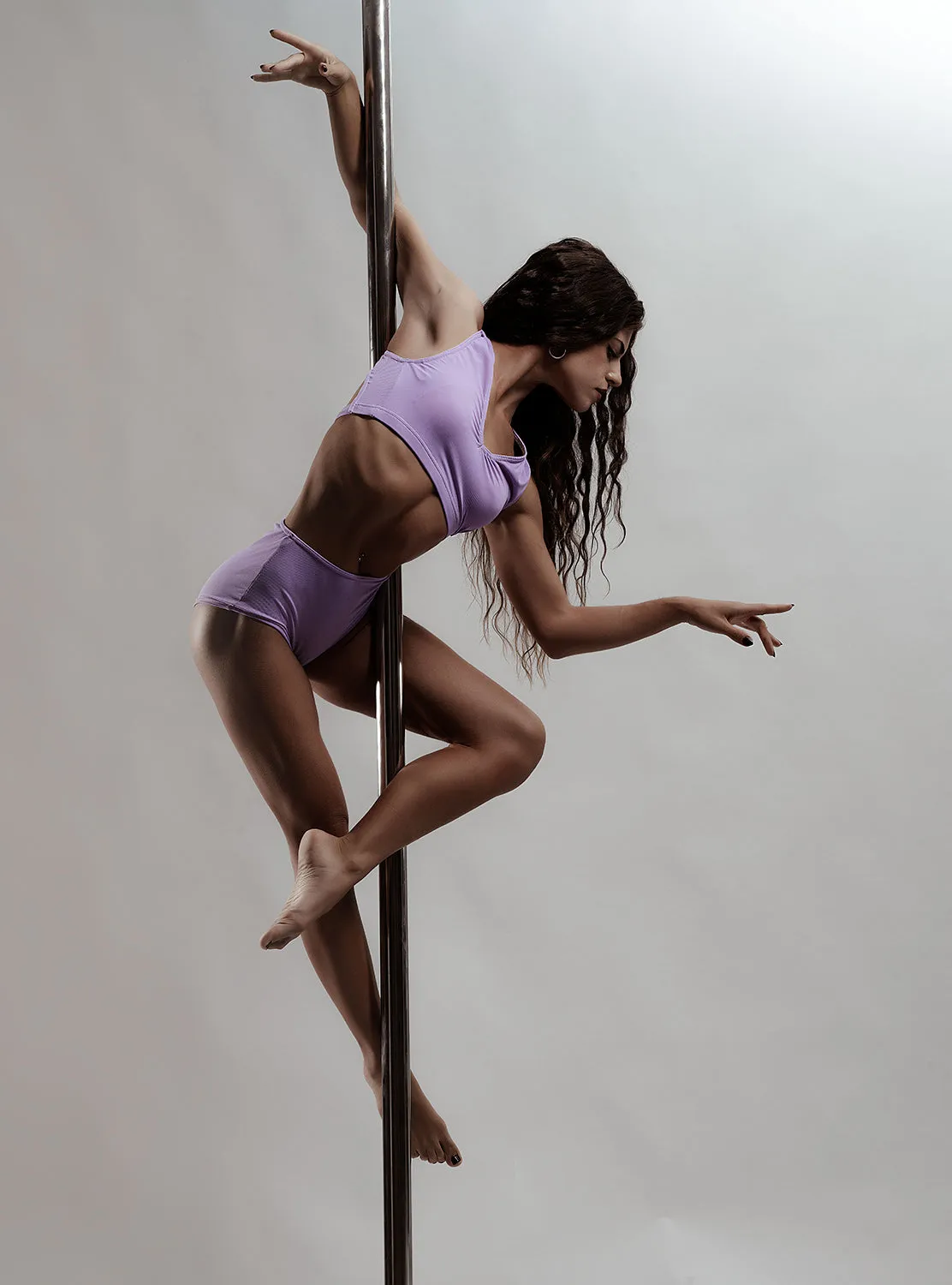 Milly purple ribbed pole top