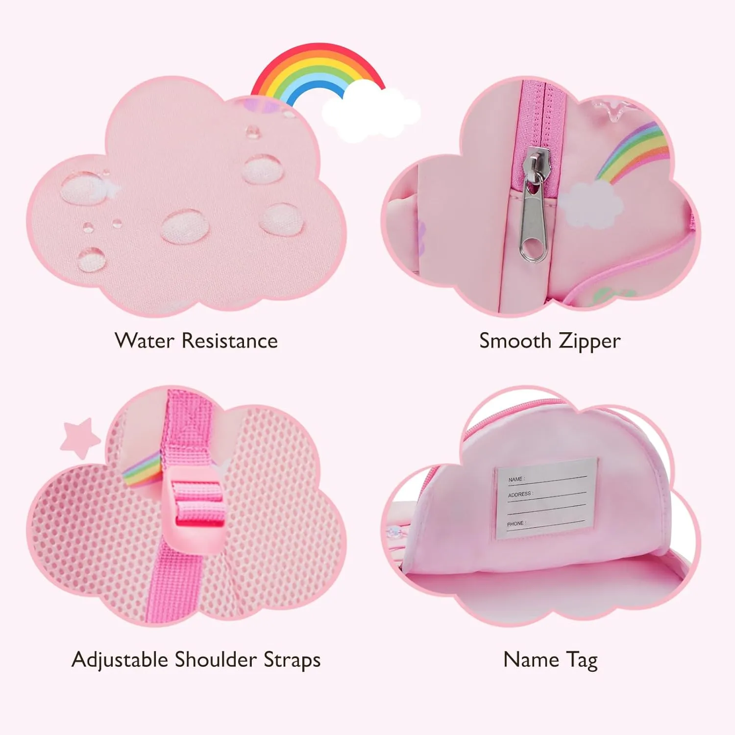 mommore Kids Backpack for Kindergarten Water Resistant Preschool Backpack Unicorn Girls Bookbag Age 3-6