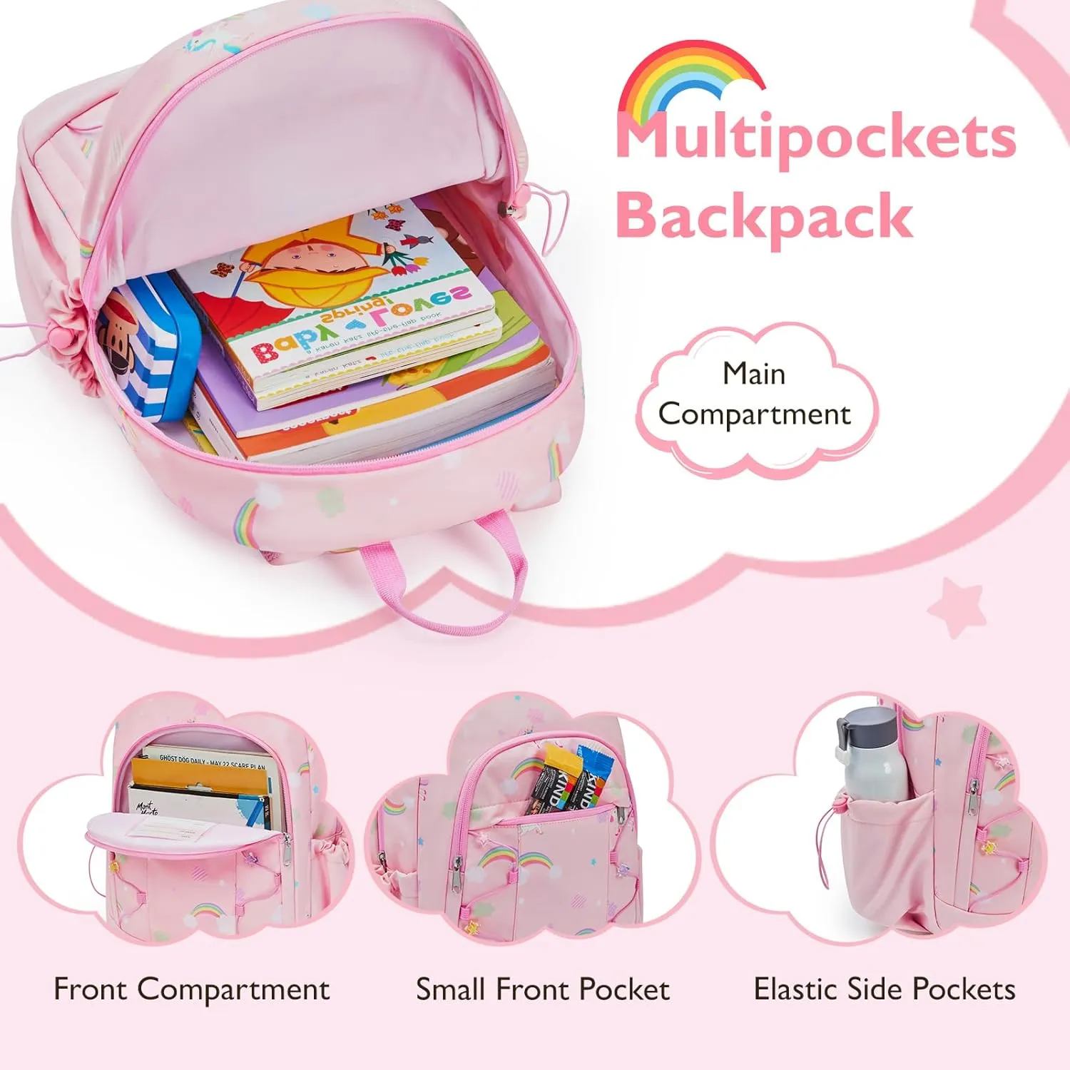 mommore Kids Backpack for Kindergarten Water Resistant Preschool Backpack Unicorn Girls Bookbag Age 3-6