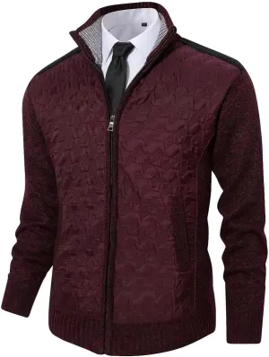 Msmsse Men's Knitted Cardigan Sweater Causal Thick Full Zip Sweaters for Men Coat