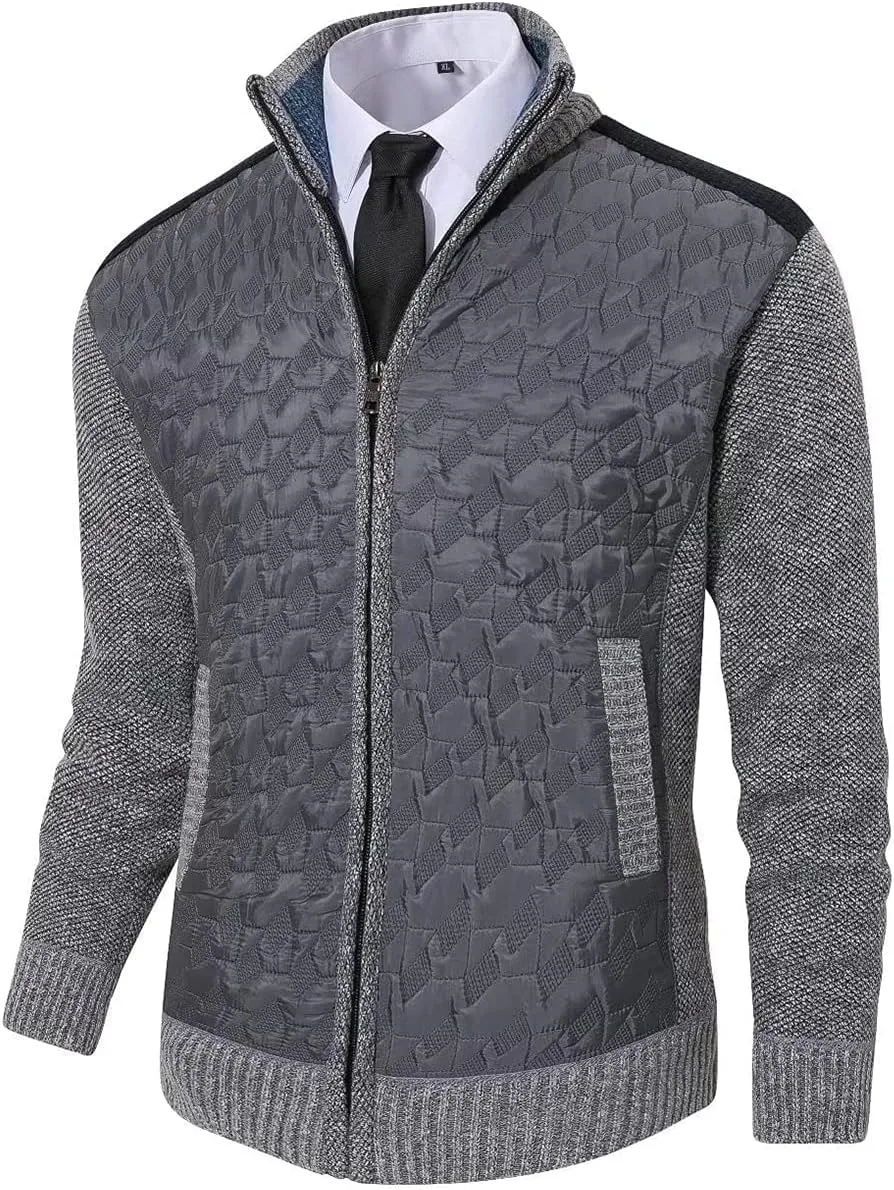 Msmsse Men's Knitted Cardigan Sweater Causal Thick Full Zip Sweaters for Men Coat