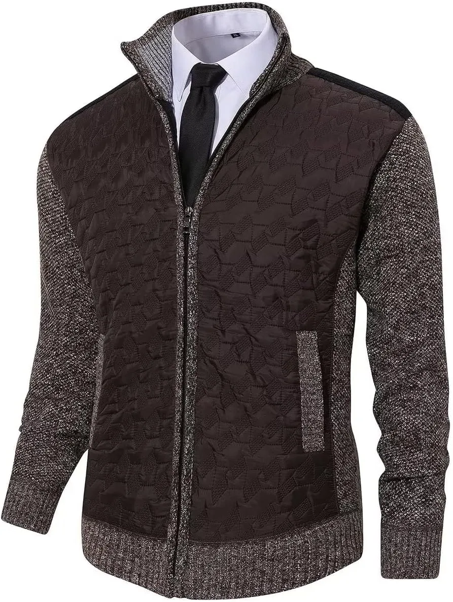 Msmsse Men's Knitted Cardigan Sweater Causal Thick Full Zip Sweaters for Men Coat