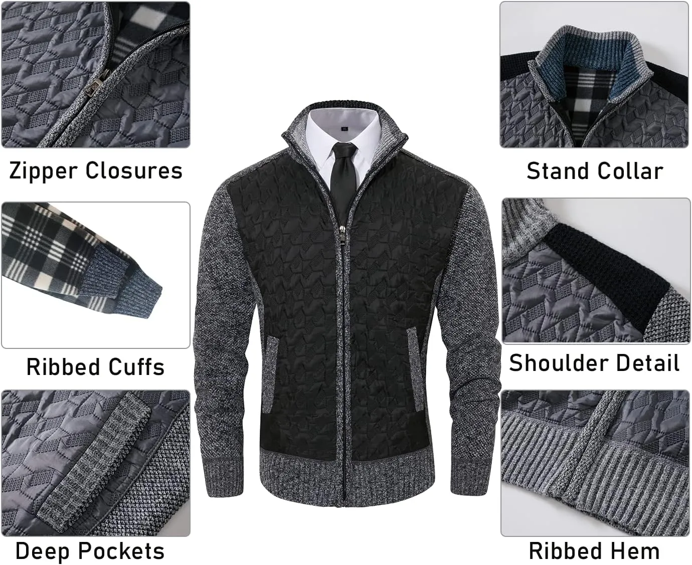 Msmsse Men's Knitted Cardigan Sweater Causal Thick Full Zip Sweaters for Men Coat