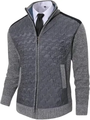 Msmsse Men's Knitted Cardigan Sweater Causal Thick Full Zip Sweaters for Men Coat