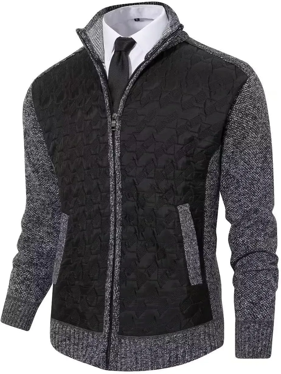 Msmsse Men's Knitted Cardigan Sweater Causal Thick Full Zip Sweaters for Men Coat