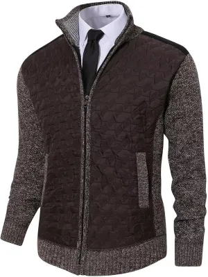 Msmsse Men's Knitted Cardigan Sweater Causal Thick Full Zip Sweaters for Men Coat