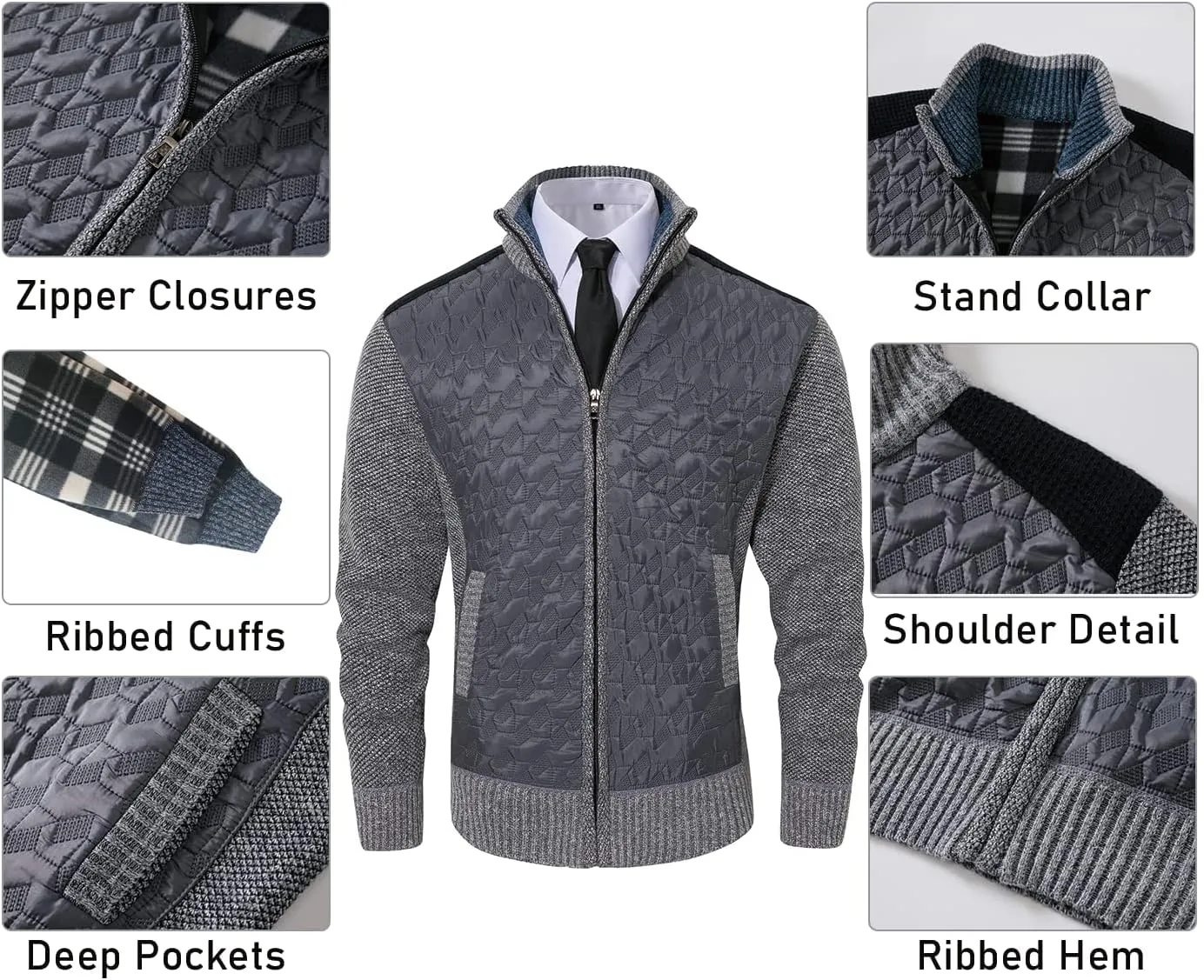 Msmsse Men's Knitted Cardigan Sweater Causal Thick Full Zip Sweaters for Men Coat