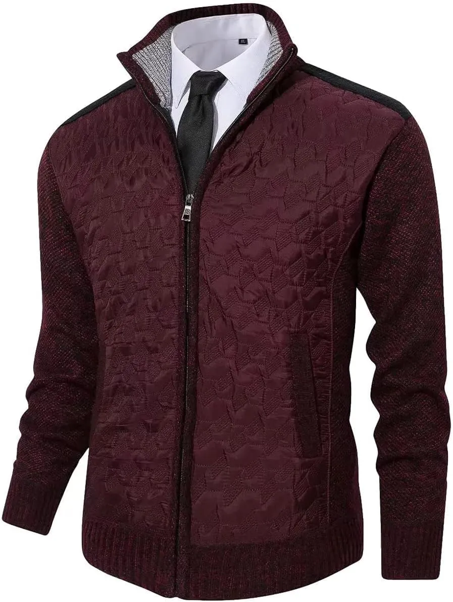 Msmsse Men's Knitted Cardigan Sweater Causal Thick Full Zip Sweaters for Men Coat