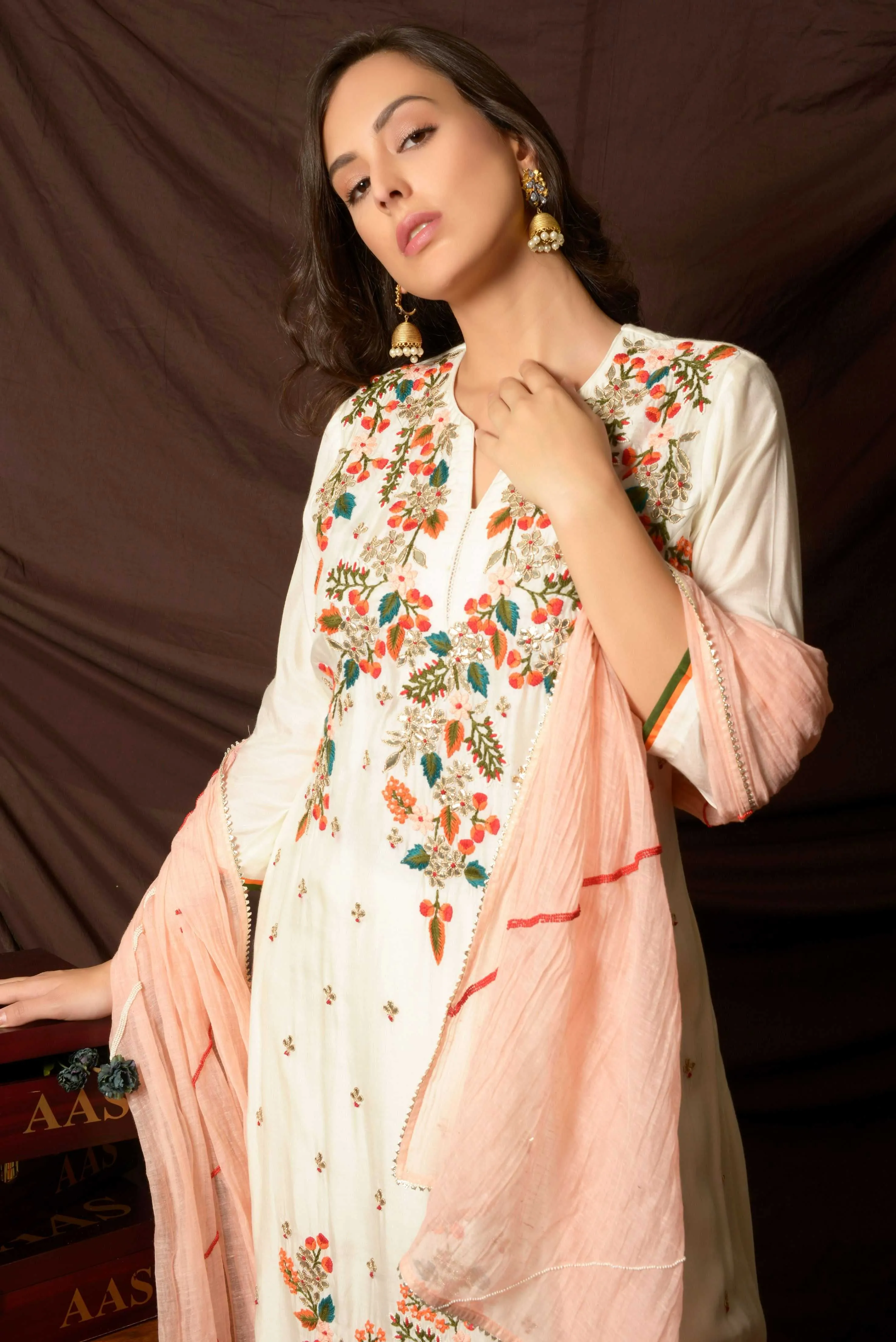 Multicolor Floral & Gota Embroidery Suit