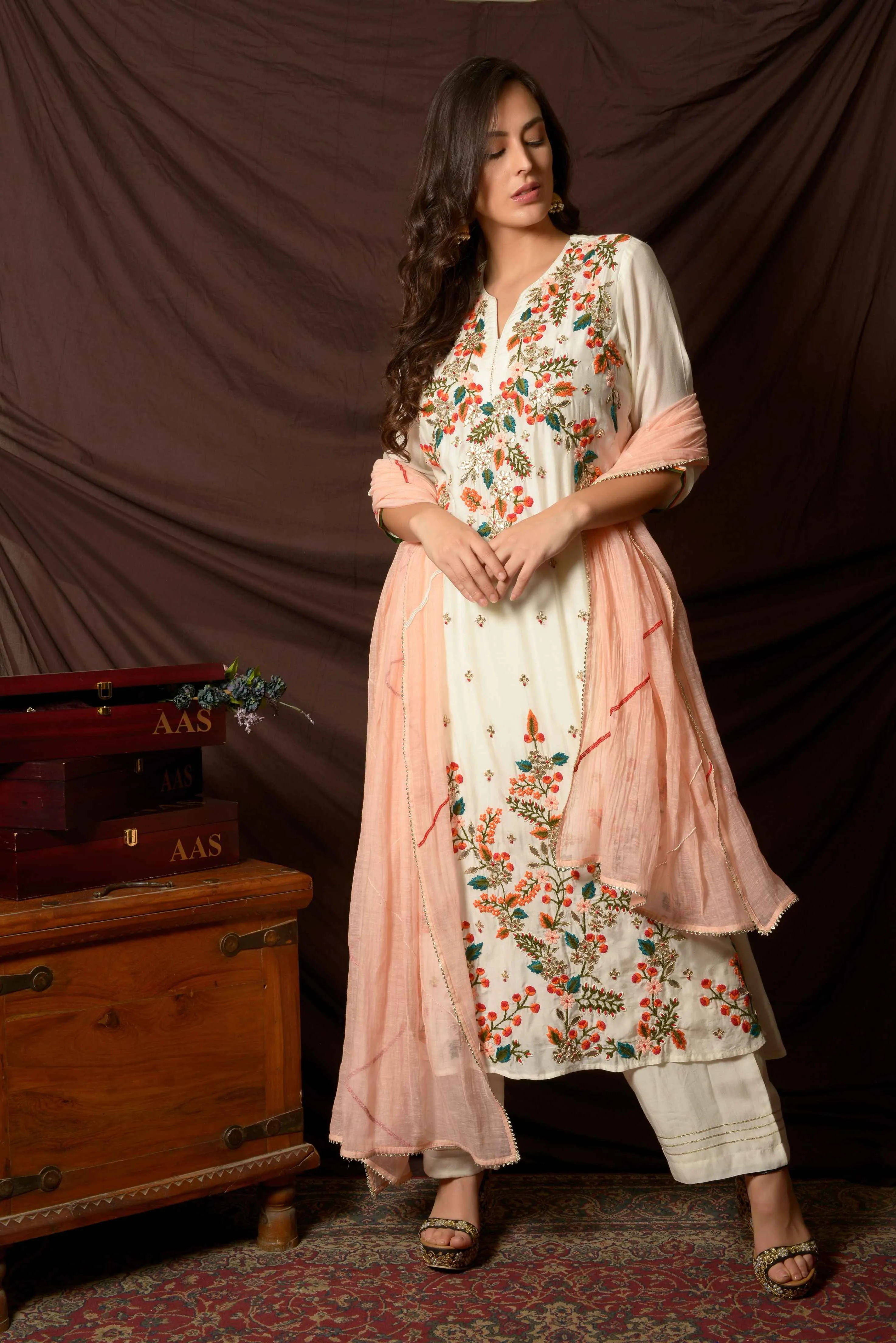 Multicolor Floral & Gota Embroidery Suit