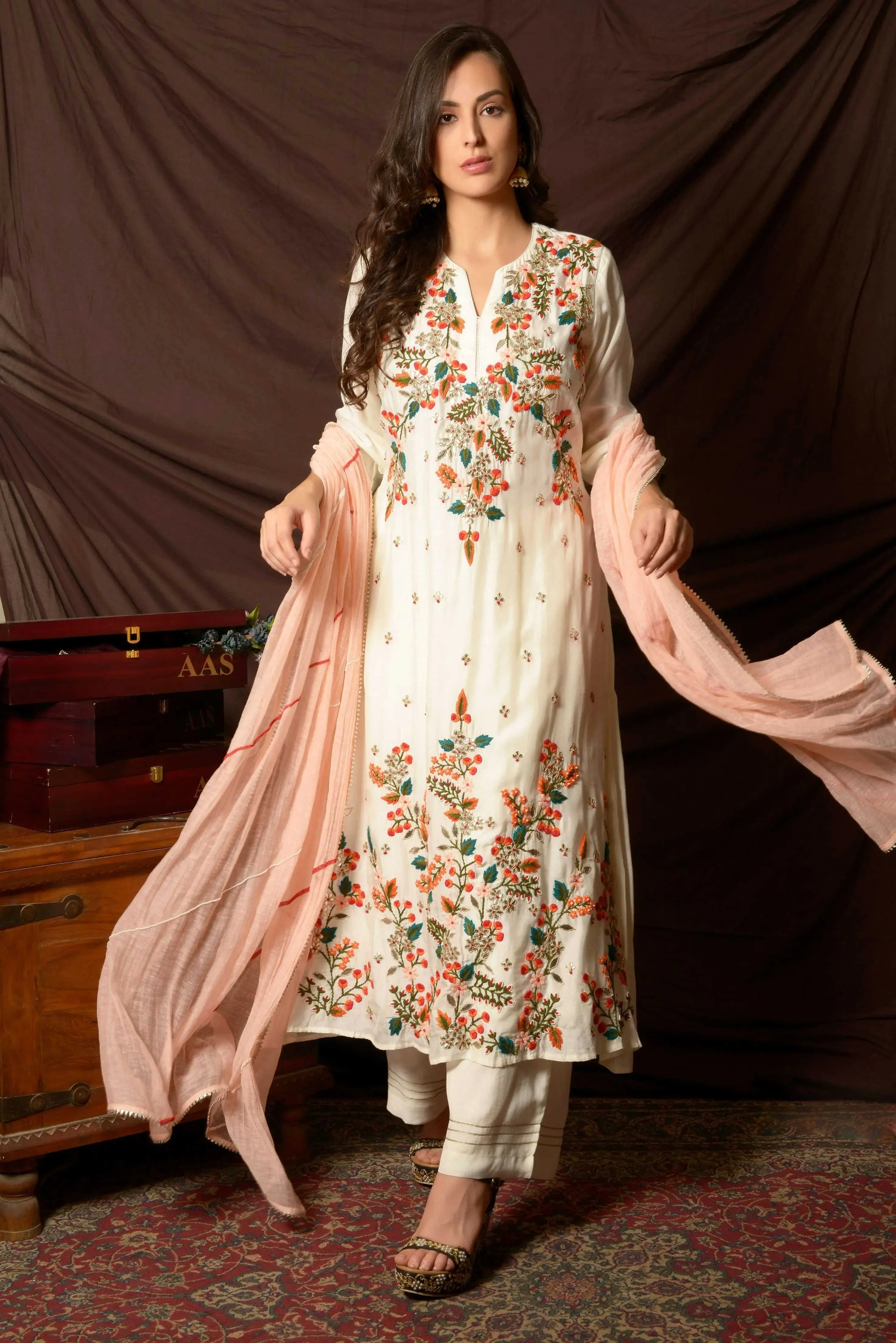 Multicolor Floral & Gota Embroidery Suit