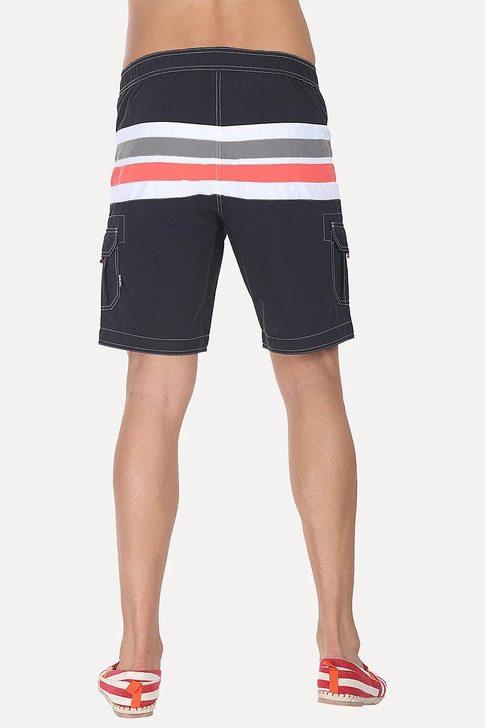 Multiple Stripe Nylon Quick-Dry Board Shorts