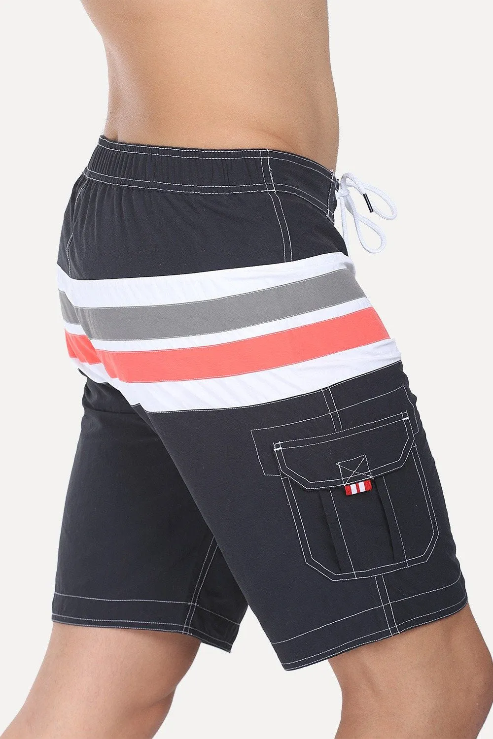 Multiple Stripe Nylon Quick-Dry Board Shorts