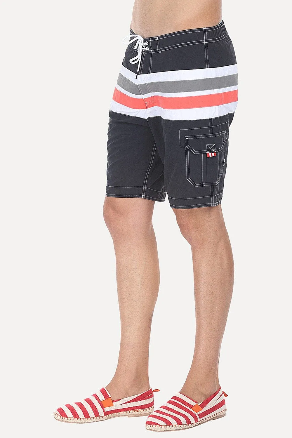 Multiple Stripe Nylon Quick-Dry Board Shorts
