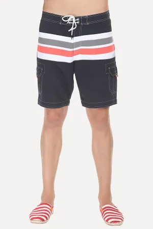 Multiple Stripe Nylon Quick-Dry Board Shorts