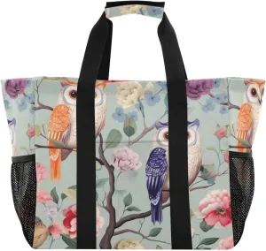 Nander Beautiful Owl Foldable Tote Bag Water-resistant SandproofWomen Beach Bag Handbag GymBag Travel ShoppingBag